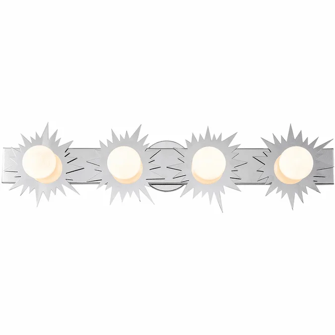 Lucas McKearn BB90417PC-4 Soleil Modern Polished Chrome 4-Light Bathroom Wall Sconce