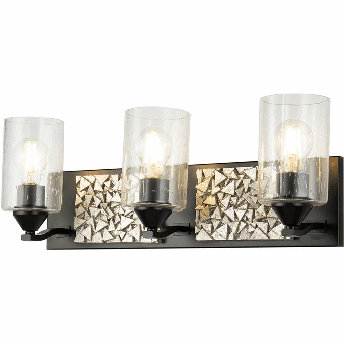 Lucas McKearn BB90586MB-3B1S Bocage Contemporary Matte Black 3-Light Bathroom Lighting Fixture
