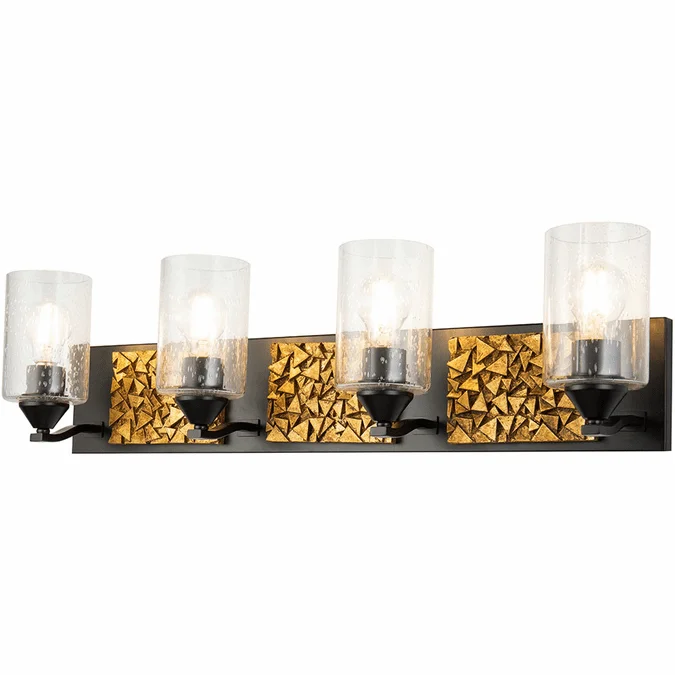 Lucas McKearn BB90586MB-4B1G Bocage Modern Matte Black 4-Light Bath Light Fixture