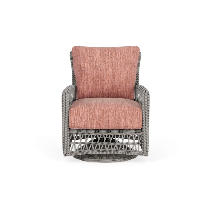 mackinac swivel glider lounge chair in putty finish with friendly carnival fabric grade b