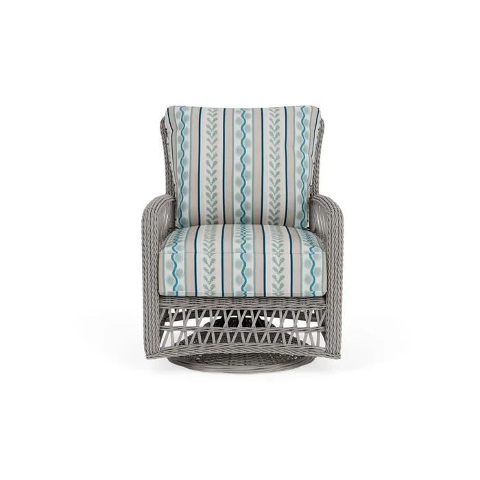 mackinac swivel glider lounge chair in putty finish with ilona resort fabric grade c