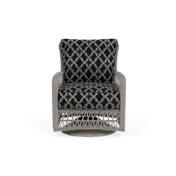 mackinac swivel glider lounge chair in putty finish with luna onyx fabric grade c