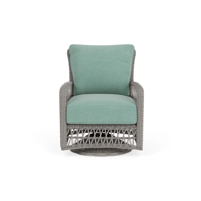 mackinac swivel glider lounge chair in putty finish with pavian pool fabric grade c