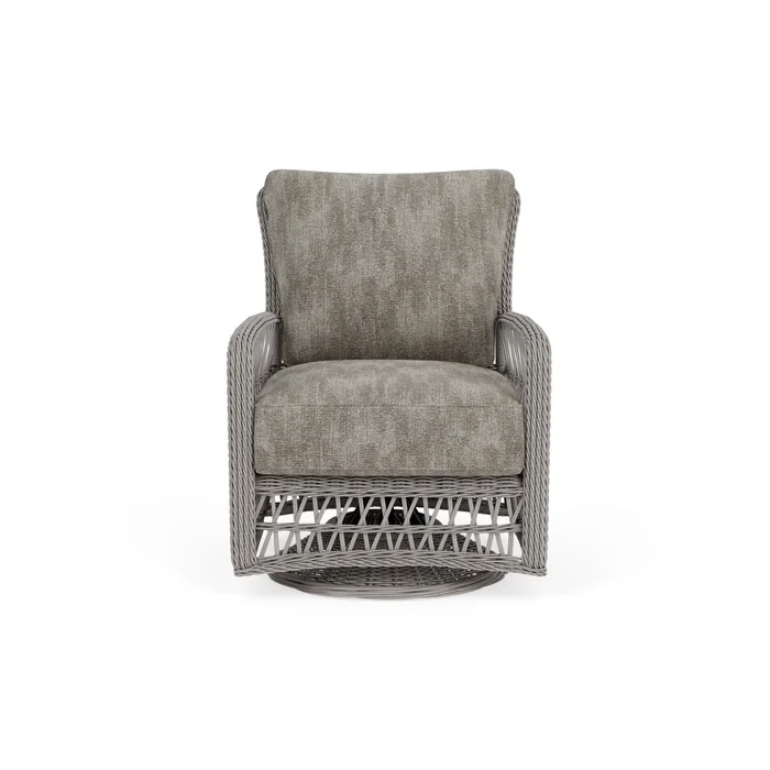 mackinac swivel glider lounge chair in putty finish with surface slate fabric grade c