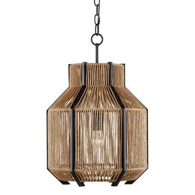 Mali Collection One Light Pendant in Satin Black/Natural (142|9000-0922)
