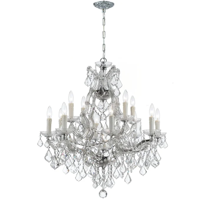 Maria Theresa 13 Light Hand Cut Crystal Polished Chrome Chandelier Hand Cut Crystal 29″W x 30″H x 29″D