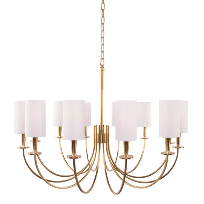 Mason 12-Light Chandelier in Aged Brass 34.5L x 34.5W x 27.25H