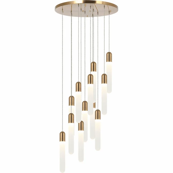 Matteo C65812AG Aydin Aged Gold Brass LED Multi Drop Lighting Fixture