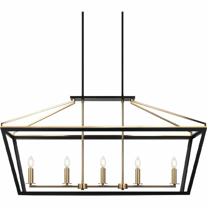 Matteo C67005BKAG Mavonshire Modern Black / Aged Gold Brass Kitchen Island Lighting