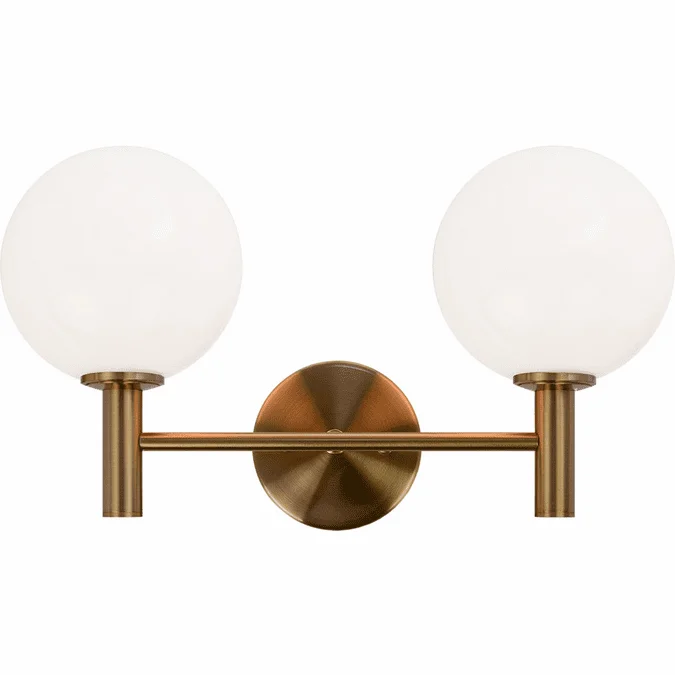 Matteo S06002AGOP Cosmo Aged Gold Brass 2-Light Vanity Lighting Fixture