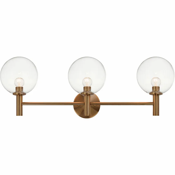 Matteo S06003AGCL Cosmo Aged Gold Brass 3-Light Bath Wall Sconce