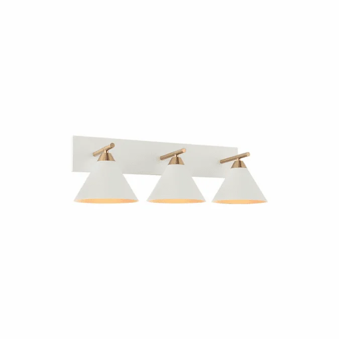 Matteo S10603WH Bliss Modern Brass / White 3-Light Vanity Light