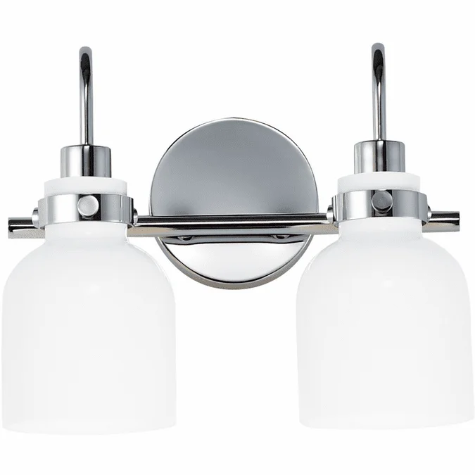 Maxim 12332WTPC Milk Modern Polished Chrome 2-Light Bathroom Light Fixture