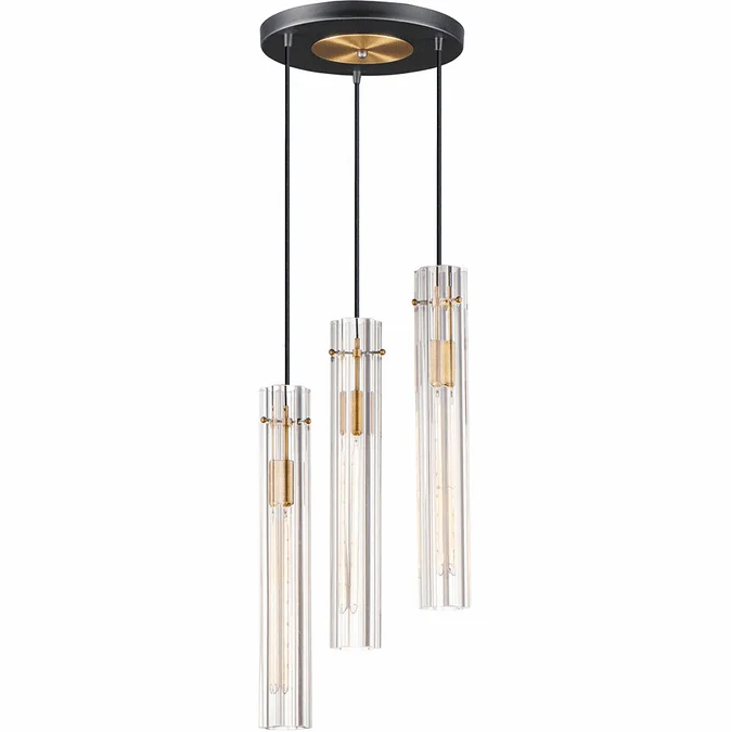 Maxim 16123CLBKAB Flambeau Modern Black / Antique Brass Multi Pendant Hanging Light