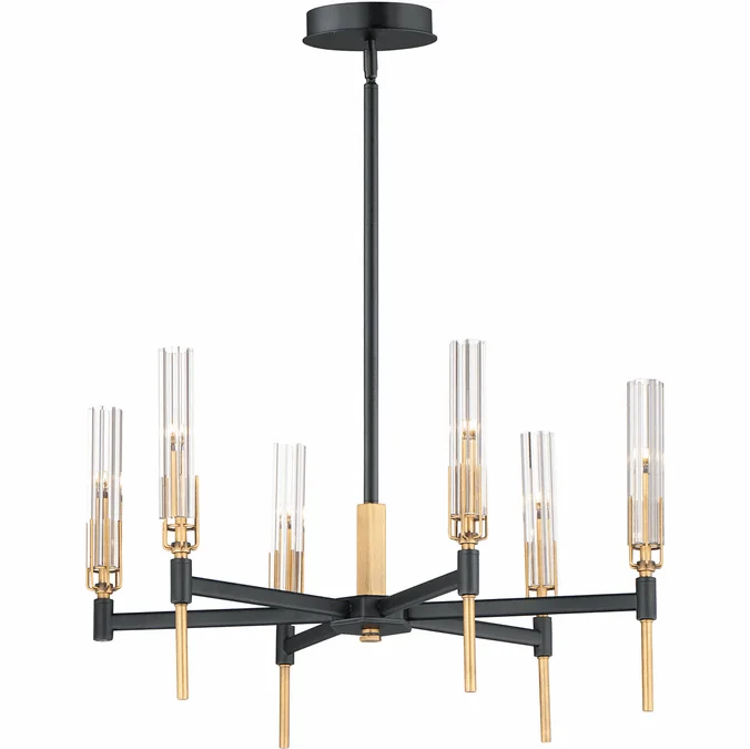 Maxim 16125CLBKAB Flambeau Modern Black / Antique Brass LED Chandelier Lamp