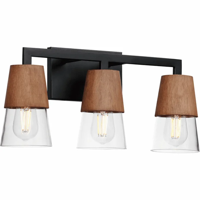 Maxim 21623CLWNBK Carpenter Modern Walnut / Black 3-Light Bathroom Sconce