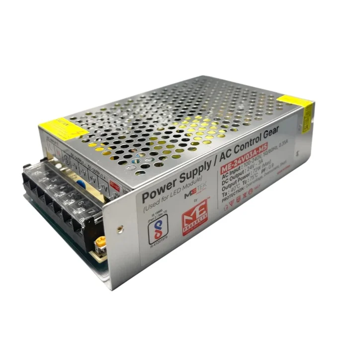 METEK 24V 3A 72W Enclosed Power Supply ME-24V03A-MS Compact Industrial SMPS