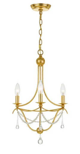 Metro Three Light Mini Chandelier in Antique Gold (60|423-GA)