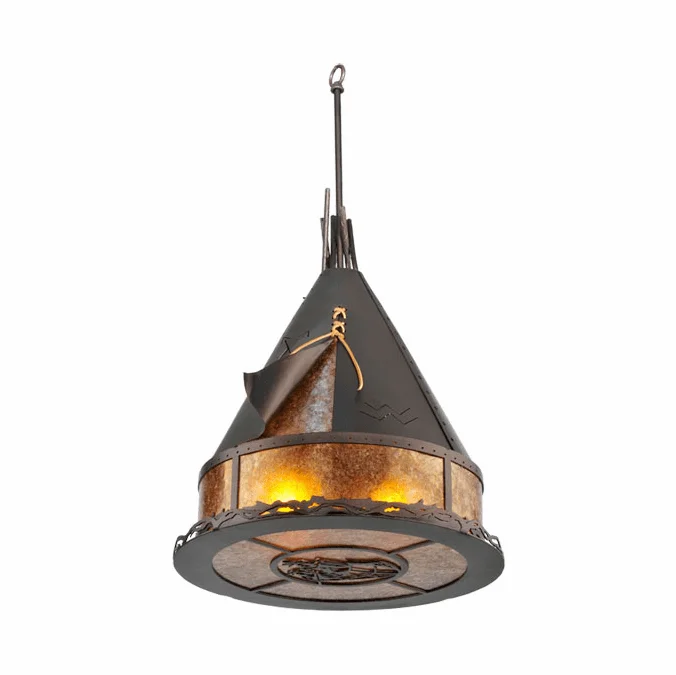 Meyda Custom 106543 Teepee Athabasca Mahogany Bronze Finish 32 Inch Tall Hanging Pendant Lamp