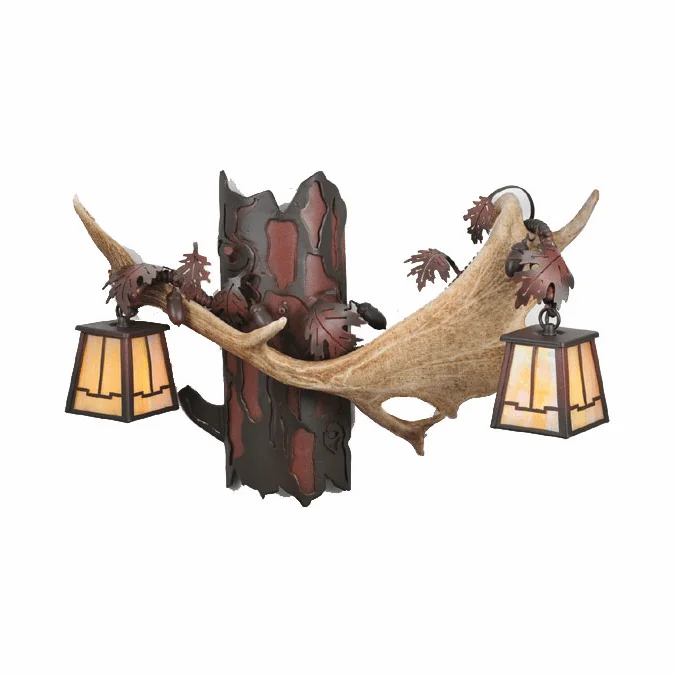 Meyda Custom 106612 Antlers 2 Lamp 23 Inch Wide Rustic Wall Lighting Fixture