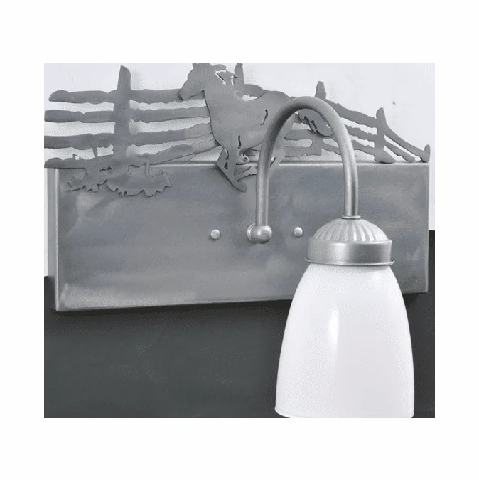 Meyda Custom 106675 Running Horse 10 Inch Tall Rustic Steel Wall Light – Left