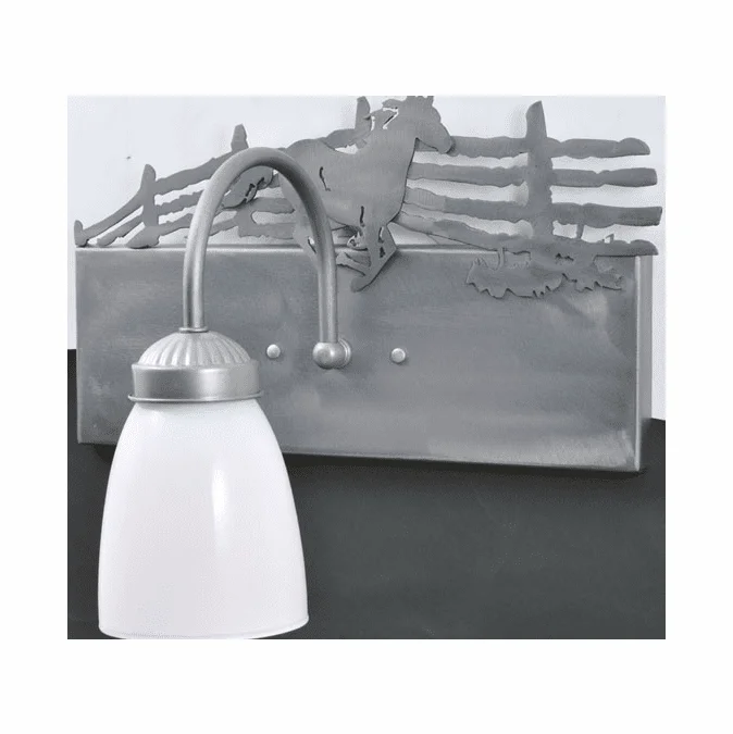 Meyda Custom 106677 Running Horse Steel 10 Inch Tall Rustic Wall Sconce – Right