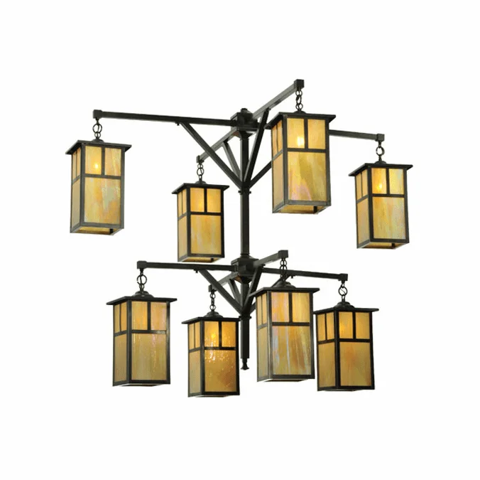 Meyda Custom 111106 Hyde Park T Mission 2 Tier 8 Lamp Craftsman Chandelier – 52 Inch Diameter