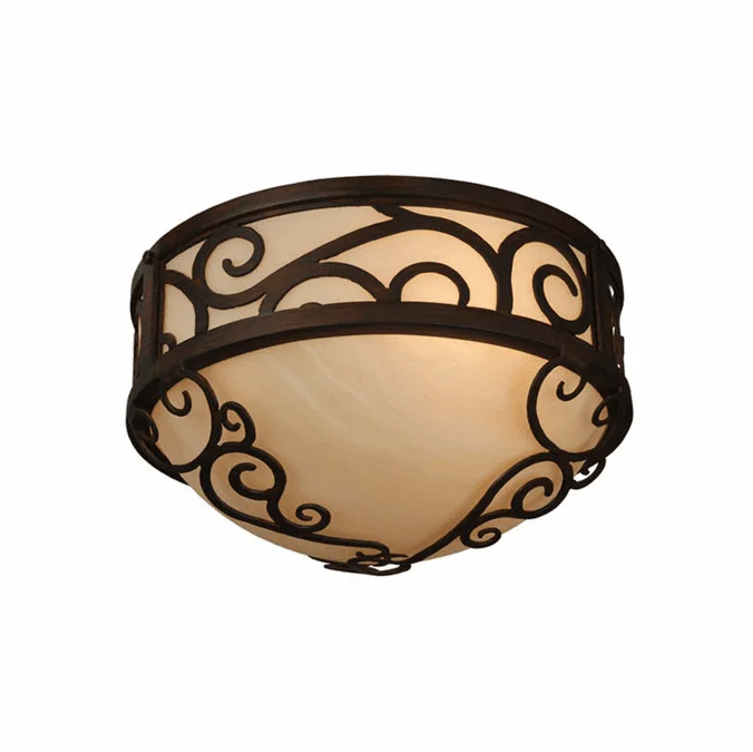 Meyda Custom 127259 Lilliana Traditional Red Rust Flush Ceiling Light Fixture