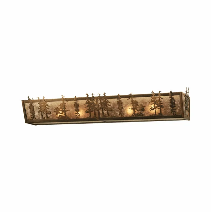 Meyda Custom 130857 Antique Copper Silver Mica Rustic Pine Scenery Vanity Light Fixture