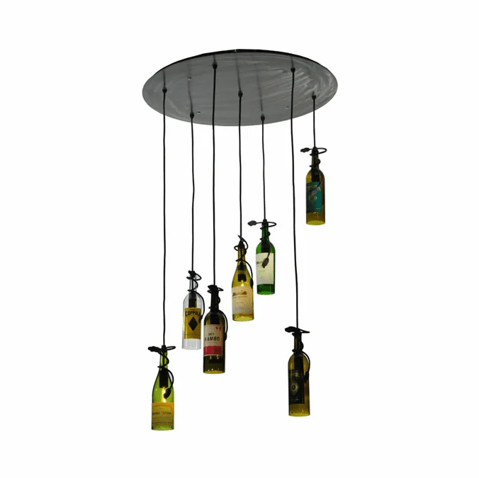 Meyda Custom 133794 Tuscan Vineyard 7 Wine Bottle Multi Pendant – 30 Inch Diameter