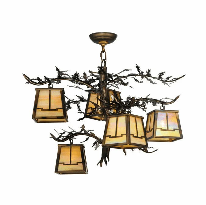 Meyda Custom 134055 Pine Branch Burnished Copper Chandelier Light