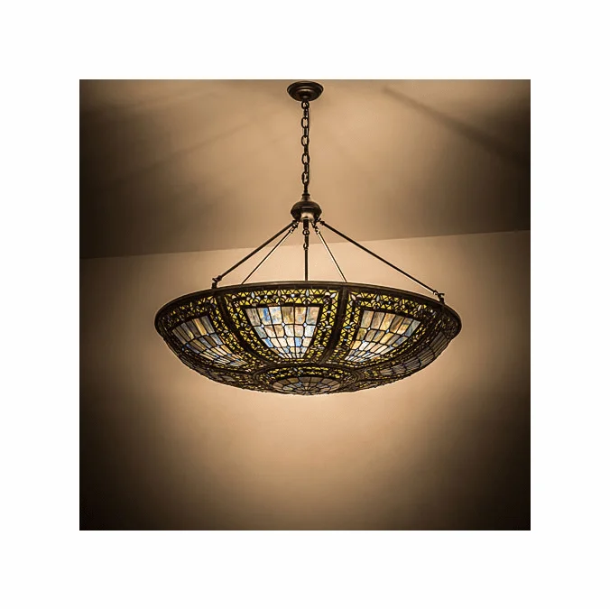 Meyda Custom 134135 Fleur-De-Lis Large 40 Inch Diameter Tiffany Inverted Pendant Lamp