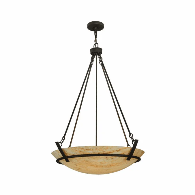 Meyda Custom 139985 Covina Natural Horn 36 Inch Diameter Bowl Drop Ceiling Lighting