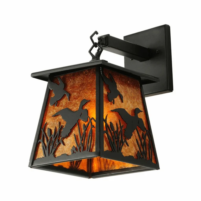 Meyda Custom 142024 Ducks in Flight 12 Inch Tall Amber Mica Wall Light Sconce
