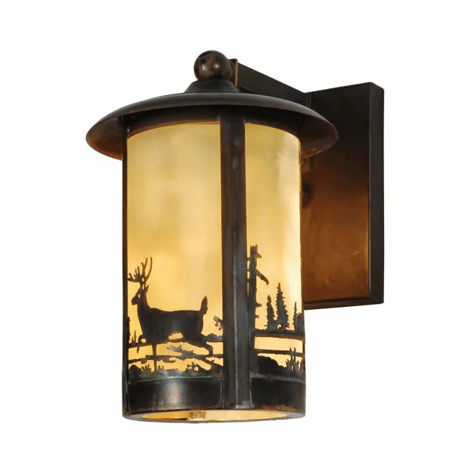 Meyda Custom 142107 Fulton Deer Creek 11 Inch Tall Rustic Wall Lighting Fixture