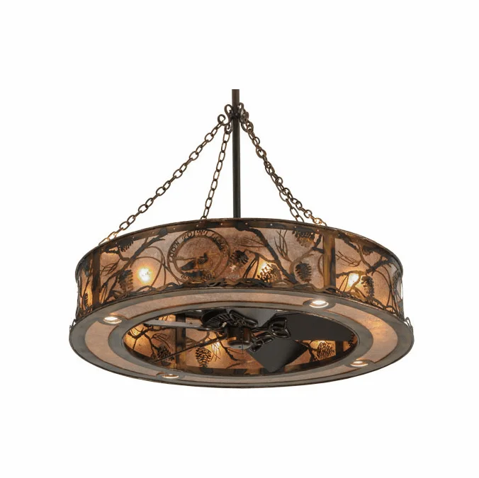 Meyda Custom 147376 Whispering Pines Country Burnished Copper Home Ceiling Fan