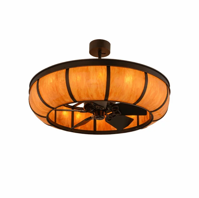 Meyda Custom 156466 Prime Dome Mahogany Bronze / New Mica Acrylic Home Ceiling Fan