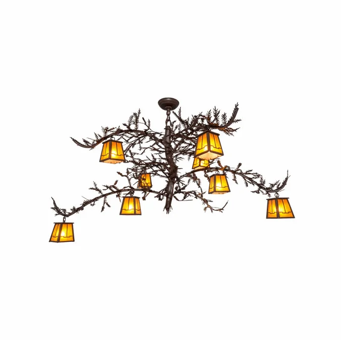 Meyda Custom 158067 Pine Branch Valley View Country Cafe Noir / Has Halogen Lighting Chandelier