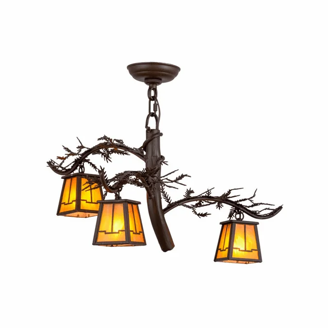 Meyda Custom 158070 Pine Branch Valley View Country Cafe Noir / Has Halogen Chandelier Light