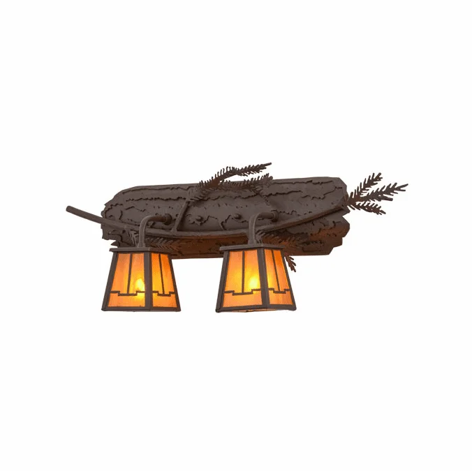 Meyda Custom 158071 Pine Branch Valley View Rustic Cafe Noir / Has Halogen Sconce Lighting