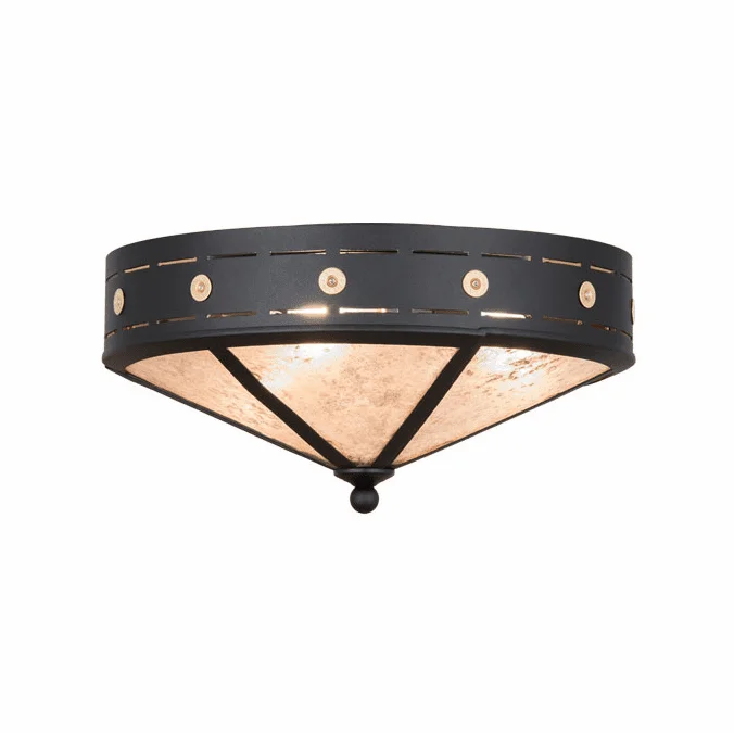 Meyda Custom 159466 Craftsman Target Black / Silver Mica Flush Lighting