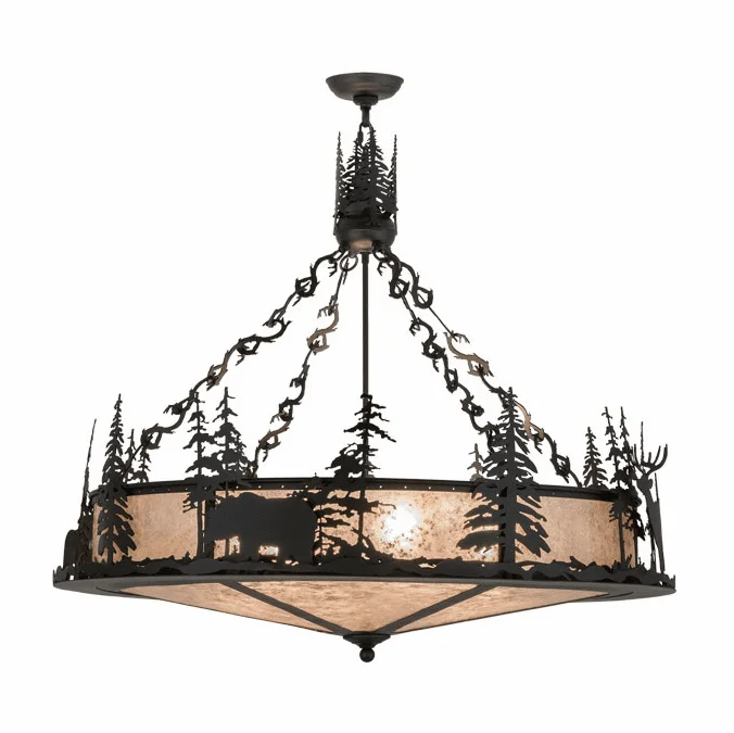 Meyda Custom 159469 Wildlife at Dusk Country Black / Silver Mica Pendant Hanging Light