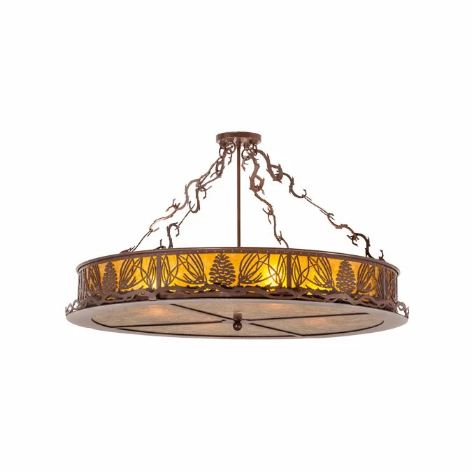 Meyda Custom 159669 Mountain Pine Country Rust / Amber Mica Flush Mount Light Fixture