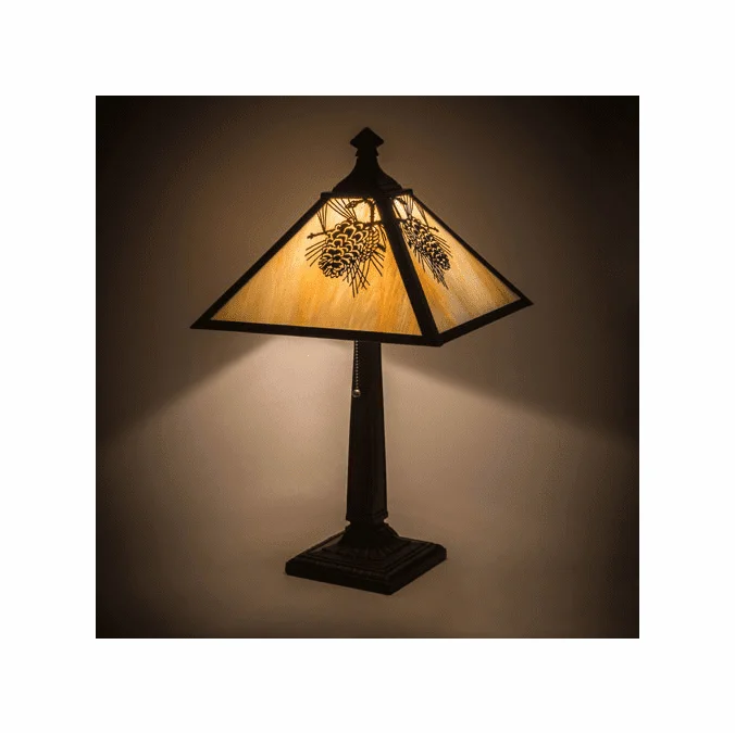 Meyda Custom 181590 Winter Pine Country Bai Craftsman Brown Lighting Table Lamp