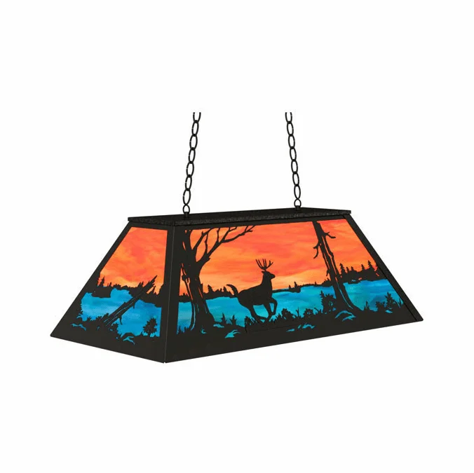 Meyda Custom 233903 Deer at Lake Black Kitchen Island Lighting