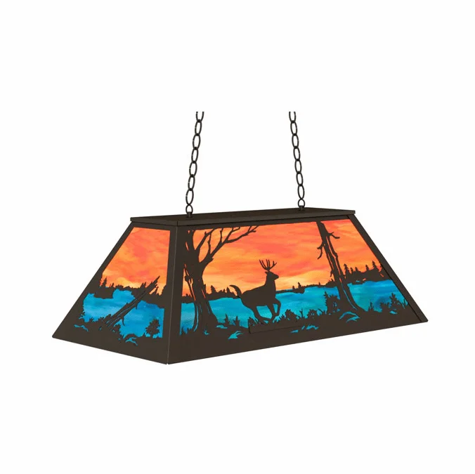 Meyda Custom 233930 Deer at Lake Rustic Oil Rubbed Bronze Kitchen Island Light Fixture