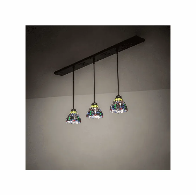 Meyda Custom 244630 Tiffany Hanginghead Dragonfly Tiffany Mahogany Bronze LED Multi Hanging Lamp