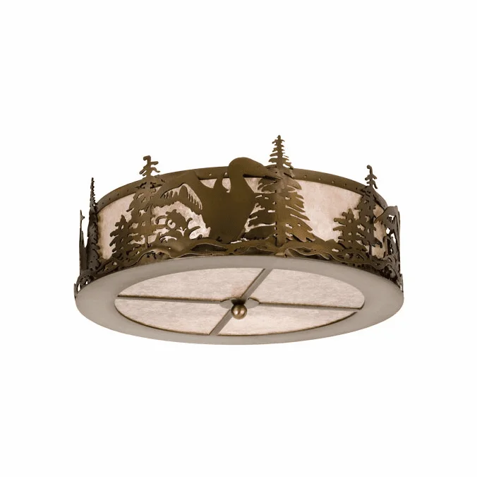 Meyda Custom 24469 Loon Rustic Antique Copper / Silver Mica Ceiling Light Fixture