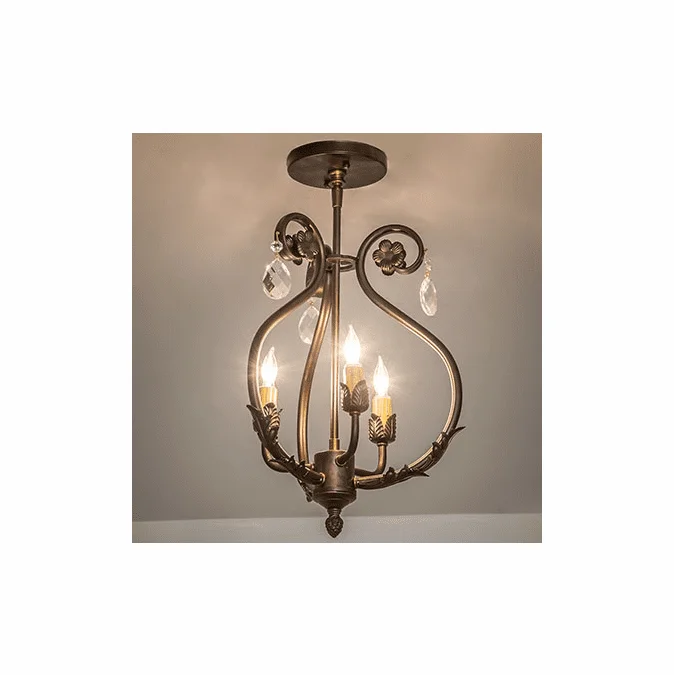 Meyda Custom 252343 Antonia Crystal Antique Copper and Crystal Ceiling Light Fixture