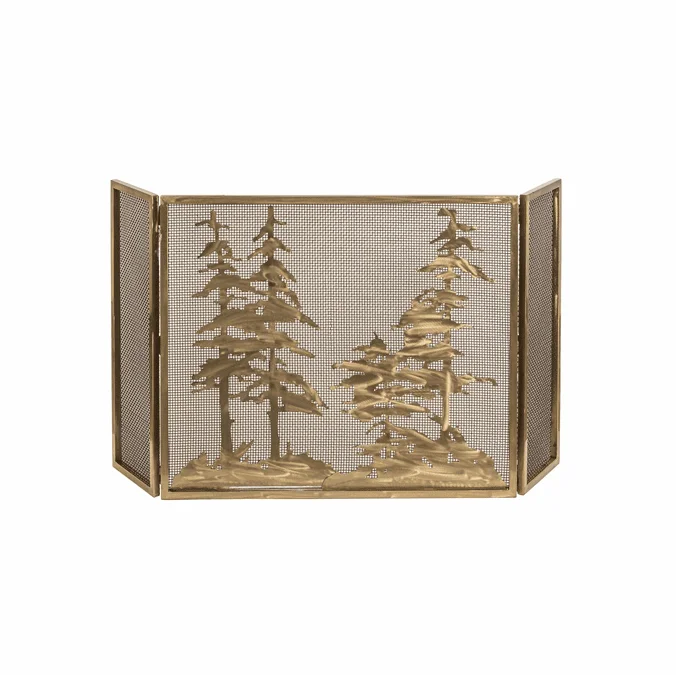 Meyda Custom 254039 Contemporary Brass Tint Fireplace Screen